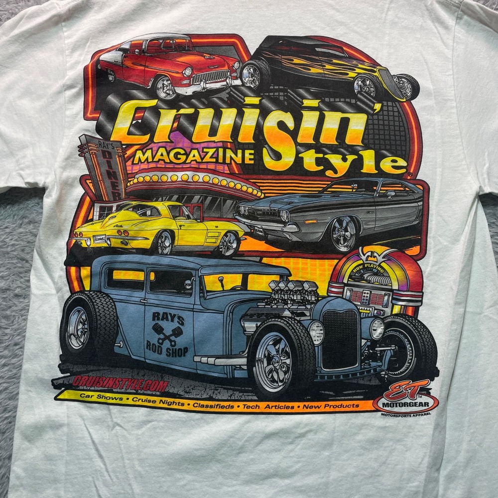 Rays Cruisin Style Magazine Graphic T-Shirt White Medium